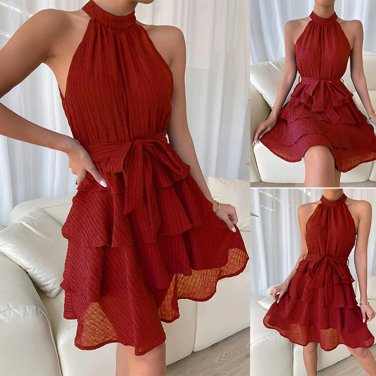 Women'S Panels Sleeveless Ruffled Dresses