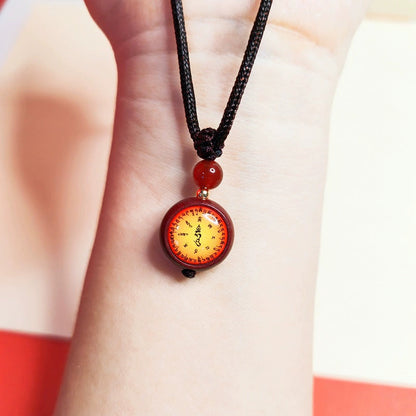 High-Content Purple Gold Sand Cinnabar Manjushri Bodhisattva Double-Sided Thangka Pendant Necklace
