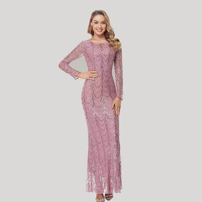 Elegant Sequin Mermaid Dress With Long Sleeves