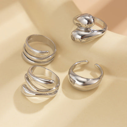Trendy Irregular Open-Cuff Alloy Bracelet Set