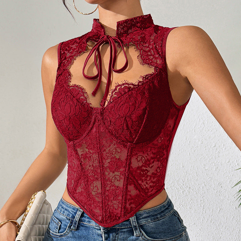 Sexy Lace Trim Sleeveless Top For All Seasons