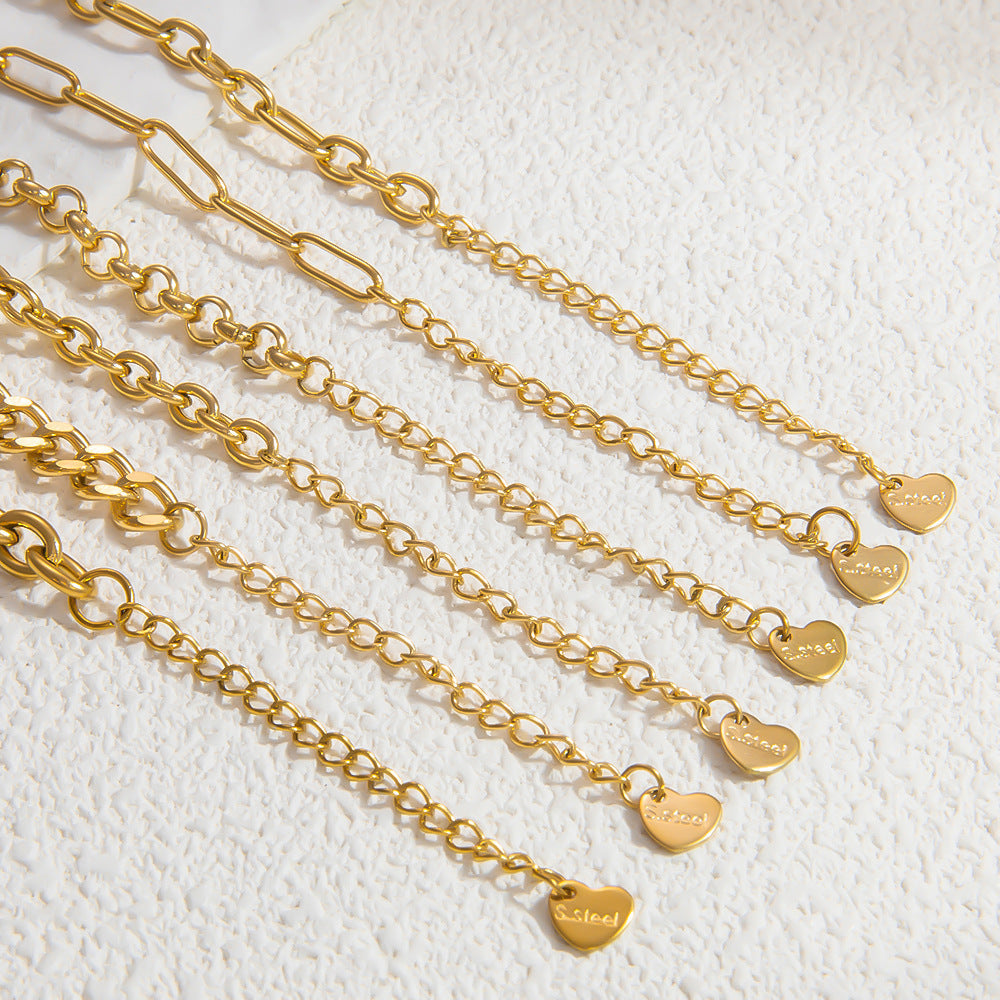 Geometric Stainless Steel 18k Gold Plated Layered Necklace for Women