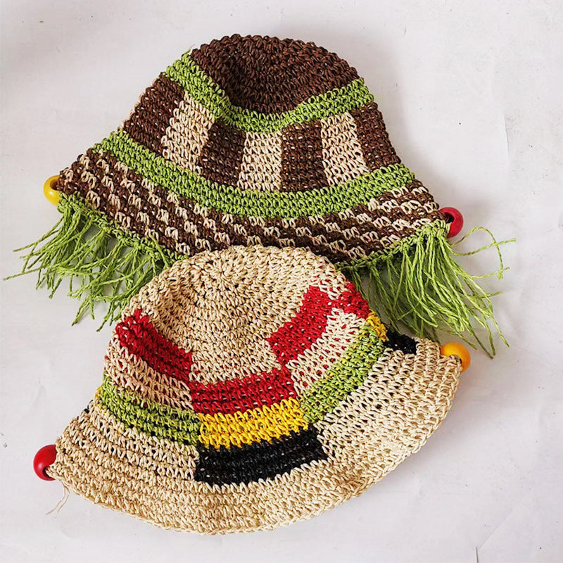Handmade Straw Adult Hat Outdoor Beach Casual Visor Hat Featuring Resort Air Breathable Straw Hat
