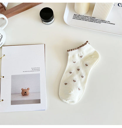 Rufia - Cute and Sweet Brown Bear Ankle Socks