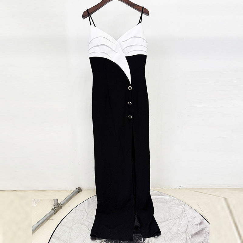 Color Block Maxi Dress Elegant Casual Sleeveless Gown