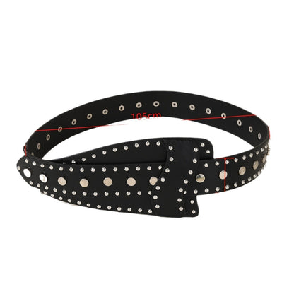 Metal Stud Irregular Punk Button Belt