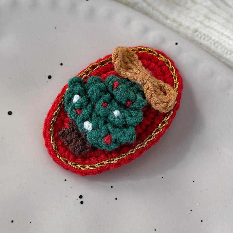 Sweet Hand Knitted Christmas Tree Hair Clip