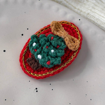 Sweet Hand Knitted Christmas Tree Hair Clip