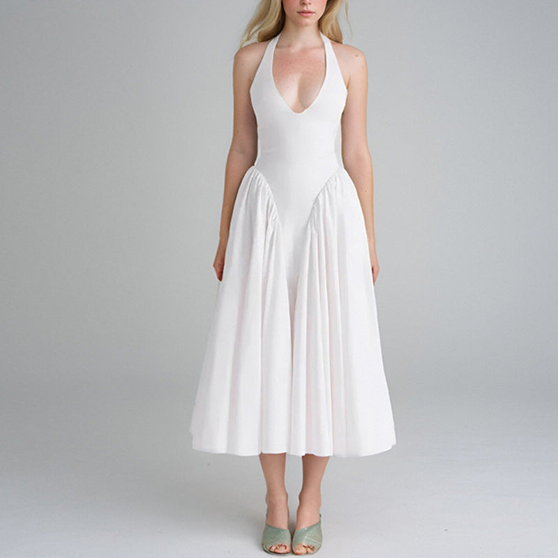 V-Neck Sleeveless Maxi Dress Elegant Casual Polyester