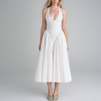V-Neck Sleeveless Maxi Dress Elegant Casual Polyester