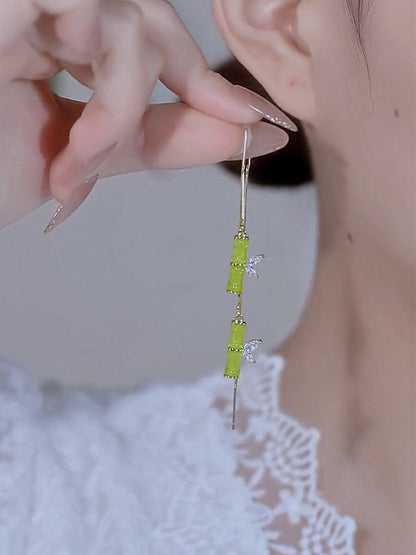 Bamboo Tassel Earrings Female Niche Design Sense National Style Retro Earrings