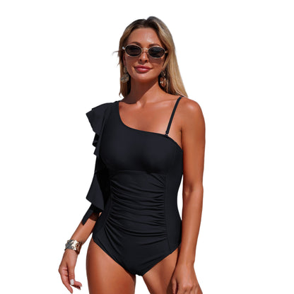 Women'S One-Piece Swimsuit Solid Color Nylon Swimwear