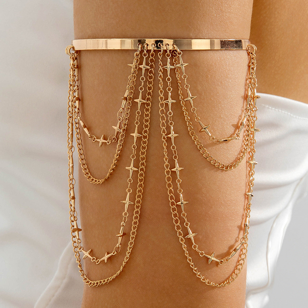 Floral Open Arm Cuff Bracelet Geometric Punk Style Beach Party Jewelry
