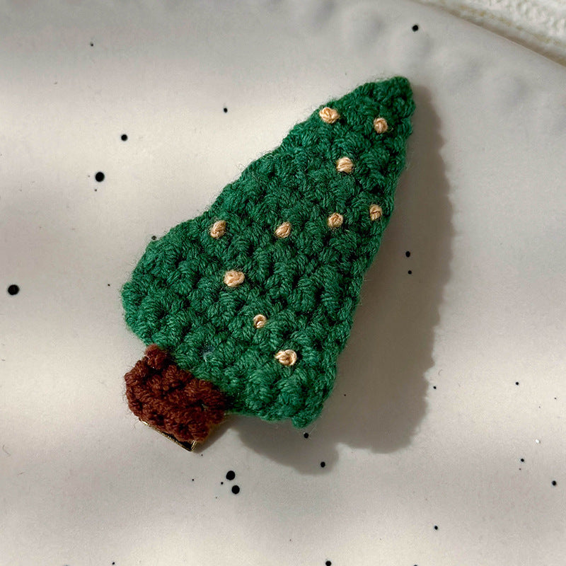 Sweet Hand Knitted Christmas Tree Hair Clip