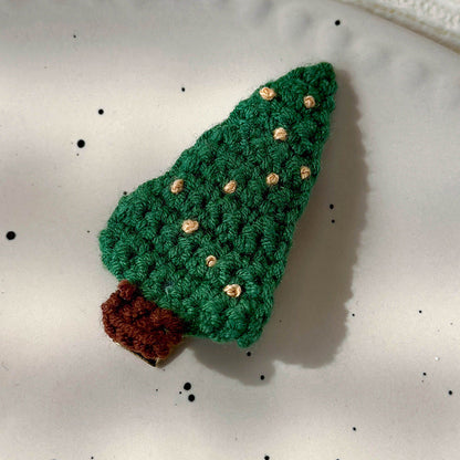 Sweet Hand Knitted Christmas Tree Hair Clip