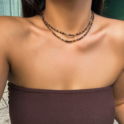 Ocean Breeze Bead Necklace With Starfish And Shell Design