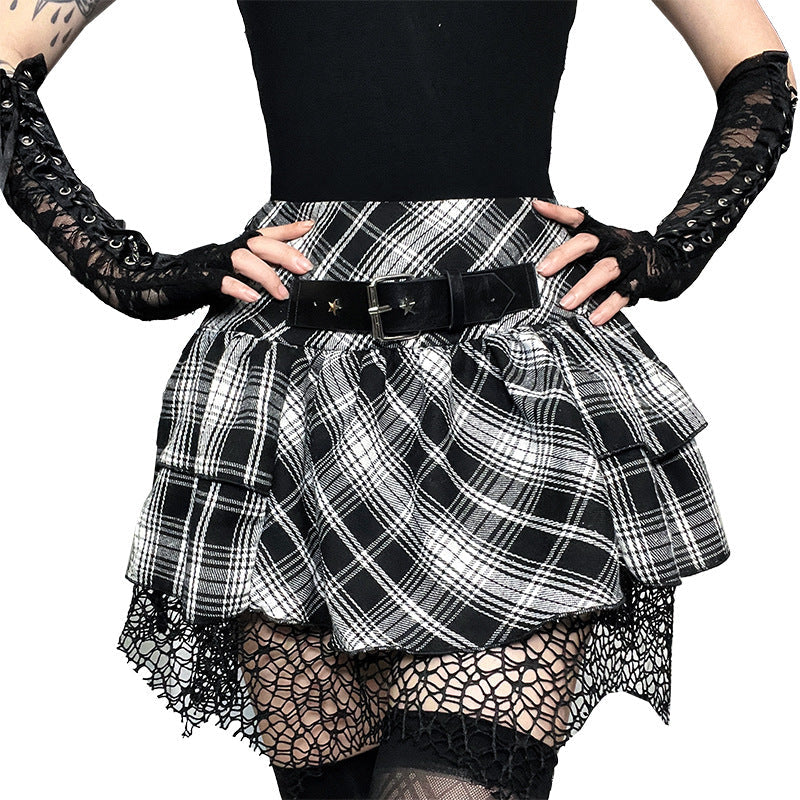 Gothic Checkered Mini Skirt Stylish Bodycon Design
