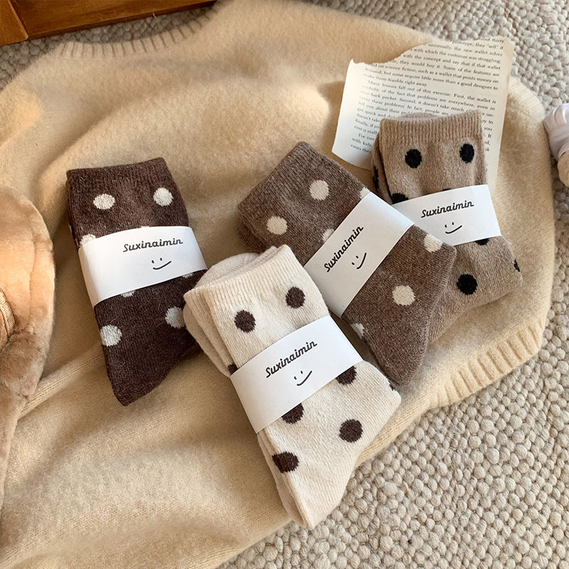 Color Block Thicken  Polka Dot Socks