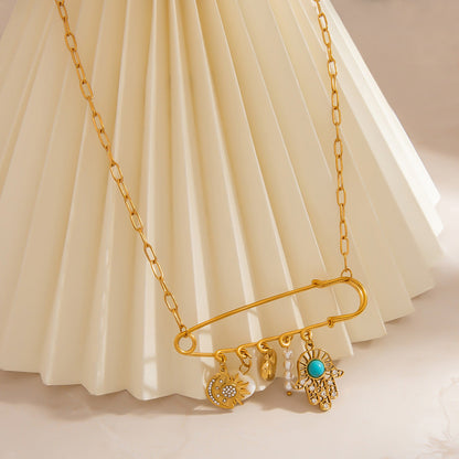 Paperclip Chain Stainless Steel Necklace Elegant Layered 18K Gold Plated