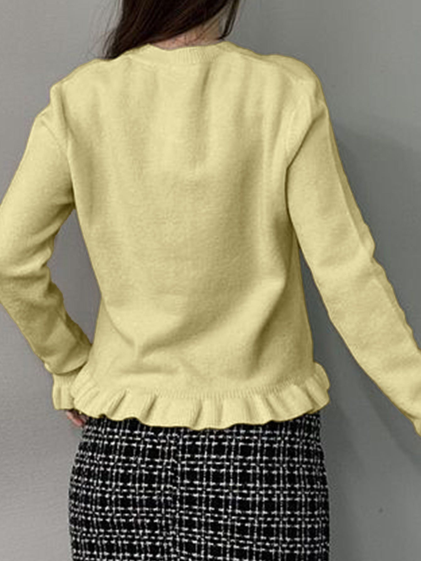 Casual Solid Knit Button Cardigan Sweater for Women