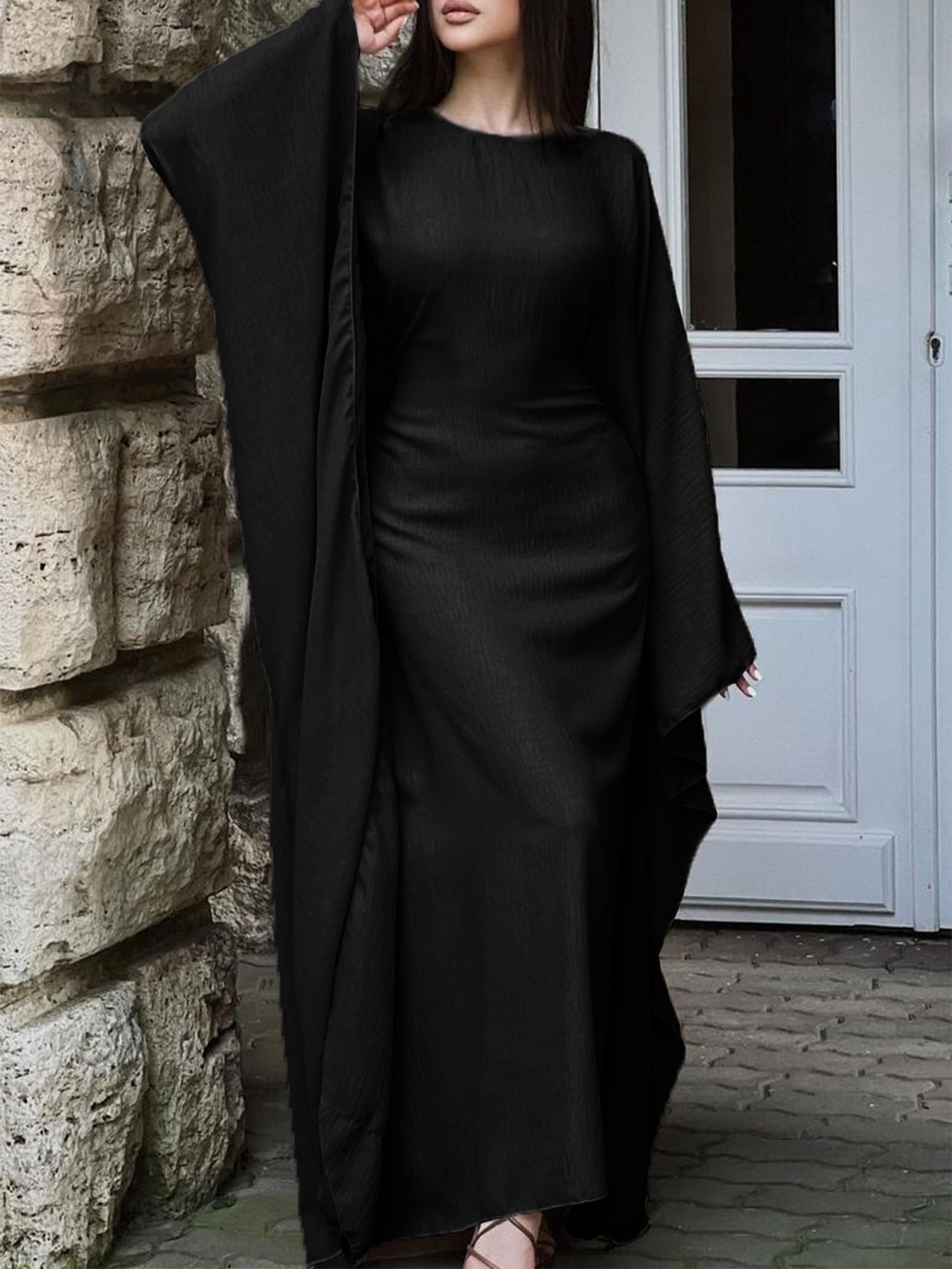 Elegant Solid Color Long Sleeve Dress for Women