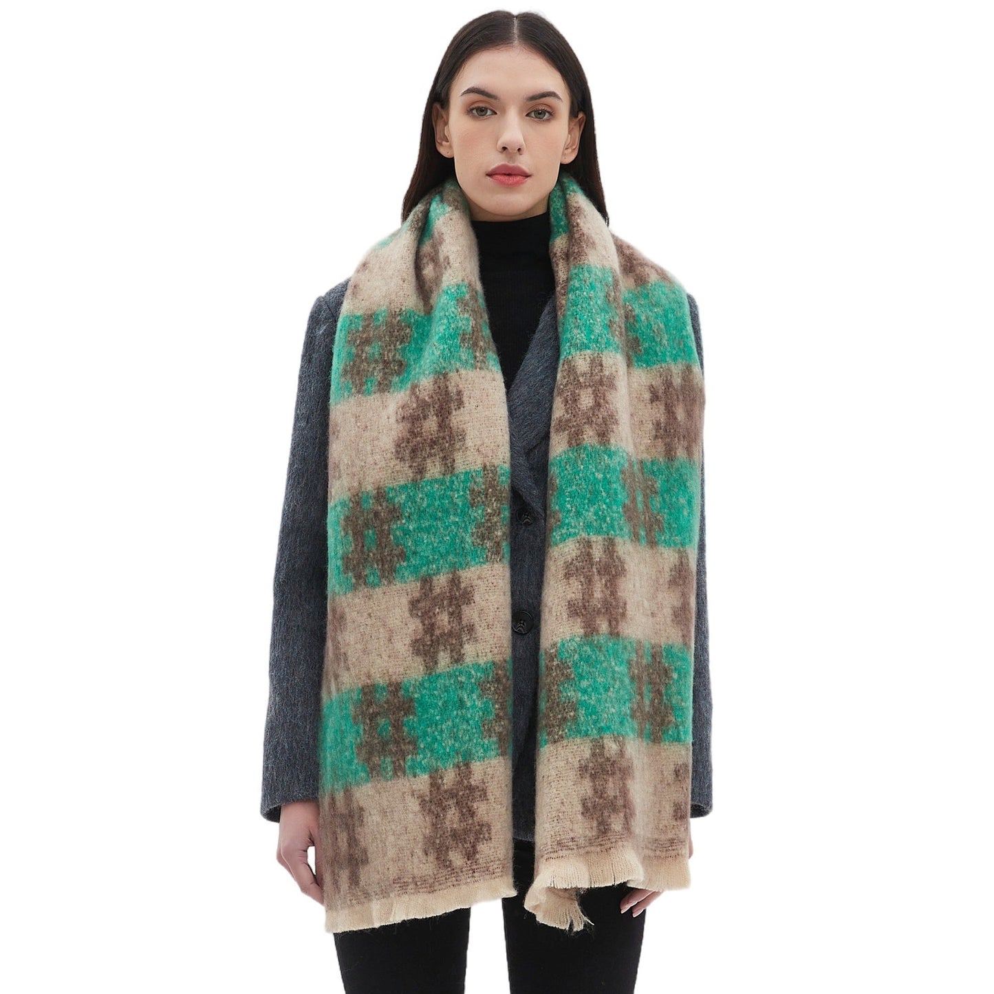 Plaid Print Contrast Color Scarves