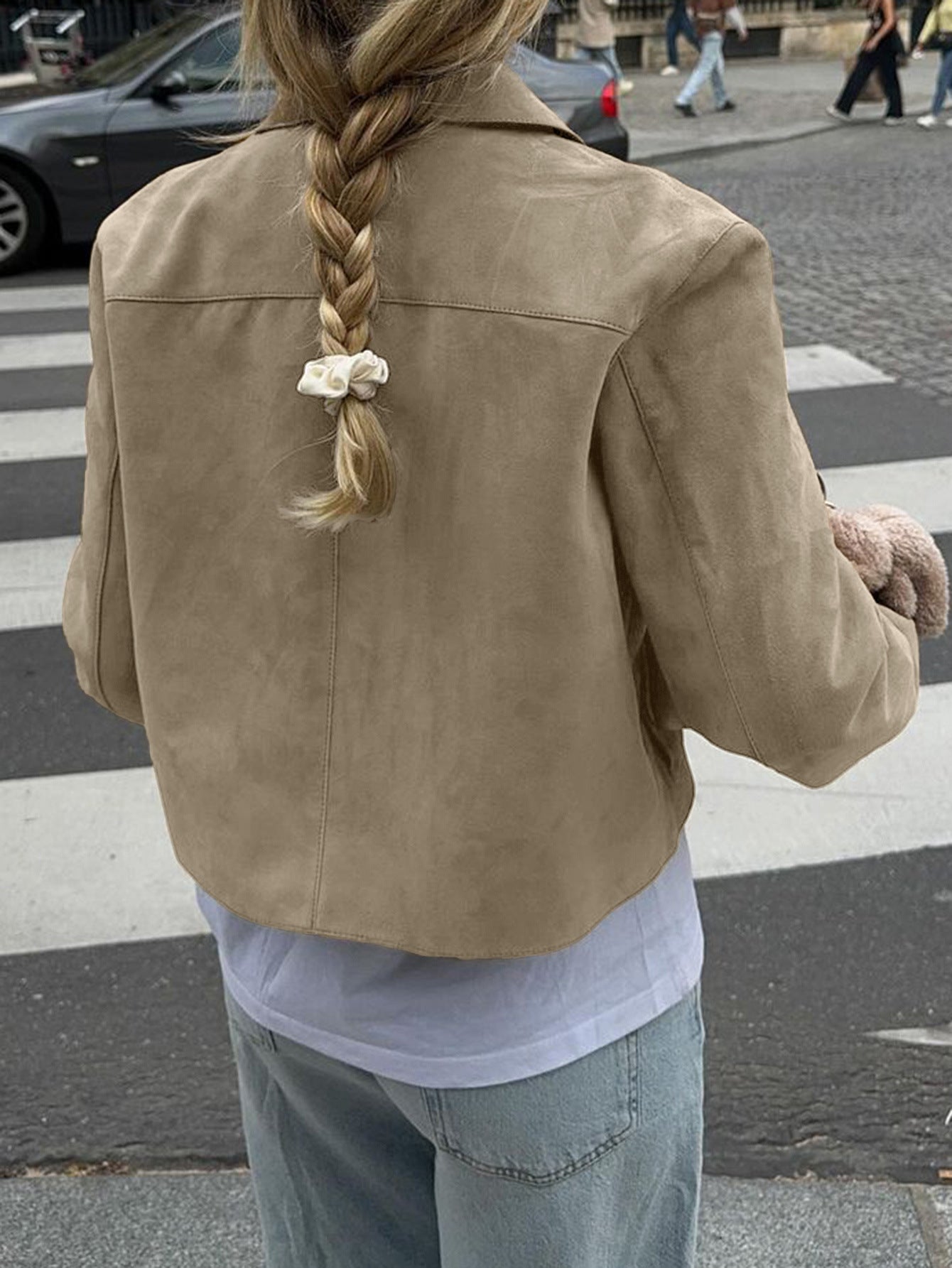 Casual Button-Up Solid Color Jacket for Women