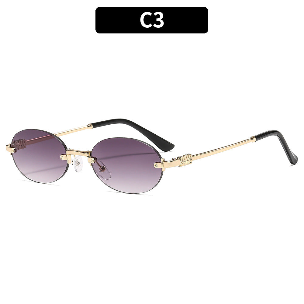 Oval Frame Sunglasses Stylish UV400 Protection