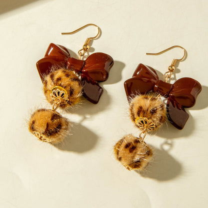 Geometric Leopard Print Resin Drop Earrings For Women