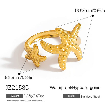 SUMMLY Star-Shaped Adjustable Titanium Steel Ring Stylish Jewelry