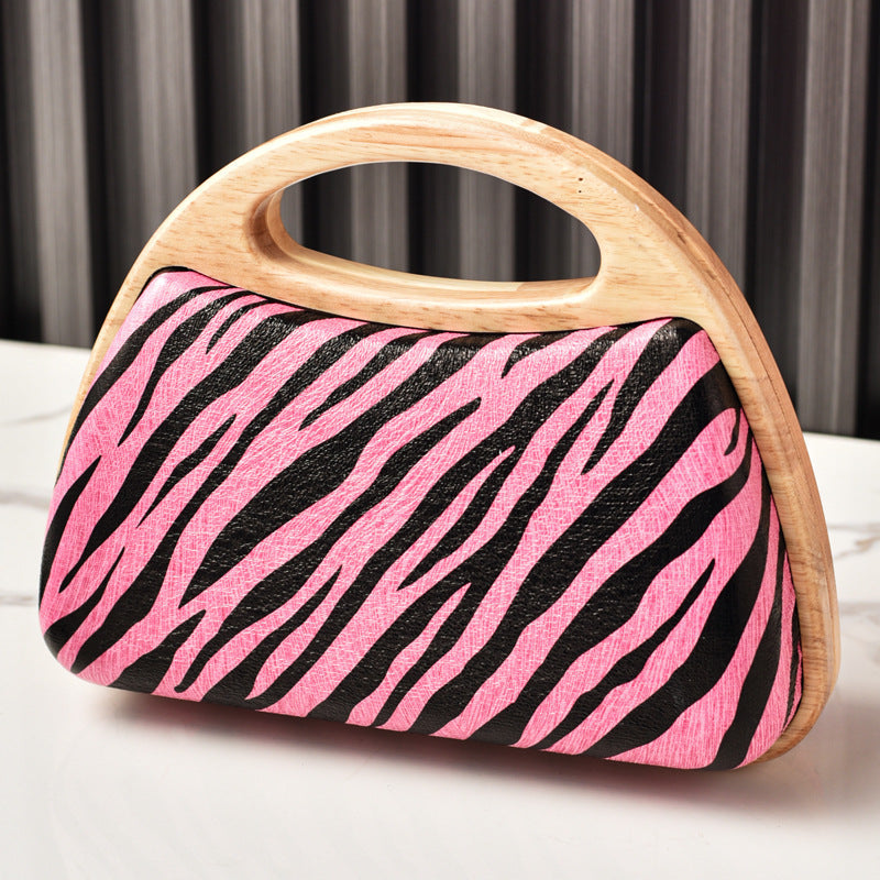 Retro Zebra Print Evening Clutch Bag Stylish Polyester Handbag