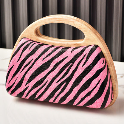 Retro Zebra Print Evening Clutch Bag Stylish Polyester Handbag