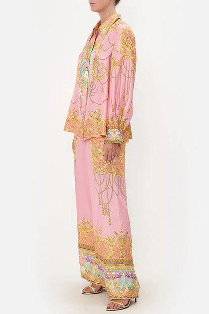 Print Lantern Sleeves Shirt Pant Casual Set