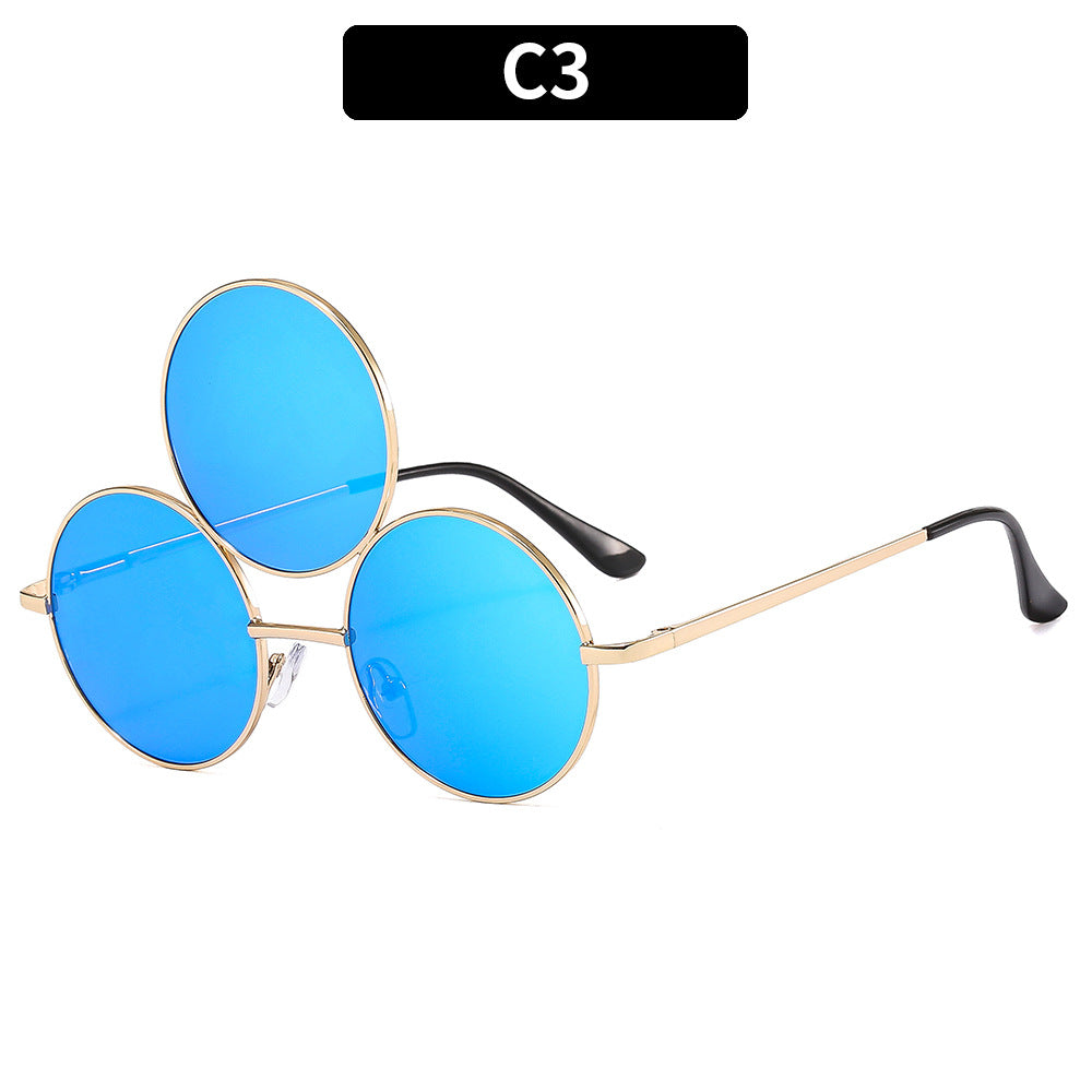 Trendy Round Sunglasses with Unique Double Ring Design