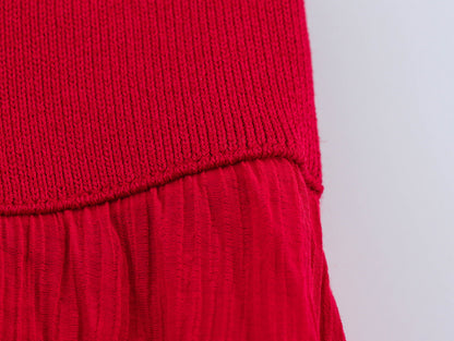 Splicing Round Neck Sleeveless Knit Maxi Dress
