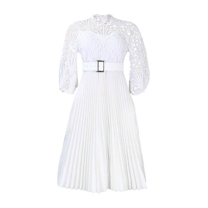 Elegant Lace Pleated Dress All-Season Casual Dress