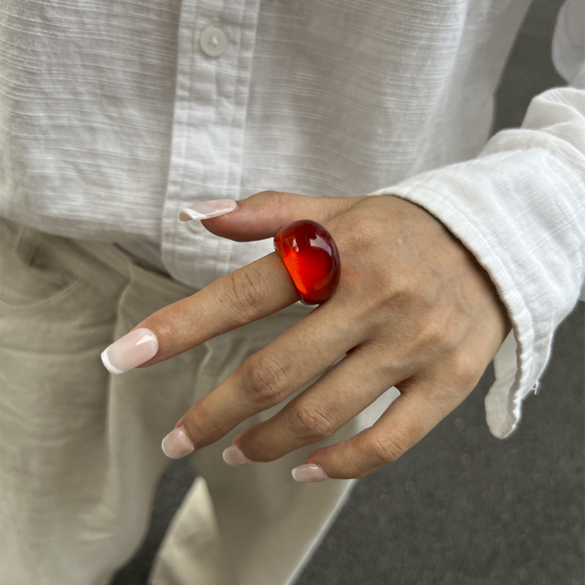 Colorful Resin Rings Geometric Design For Women