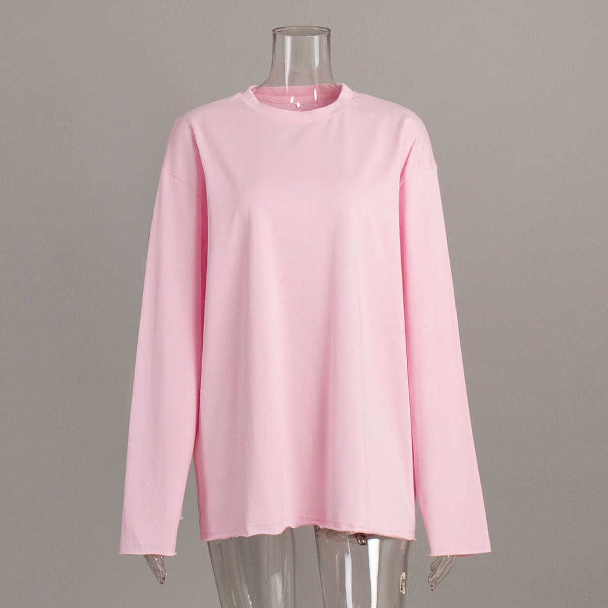 Oversized Solid Color Cotton T-Shirt for Women