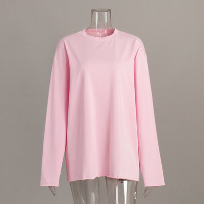Oversized Solid Color Cotton T-Shirt for Women