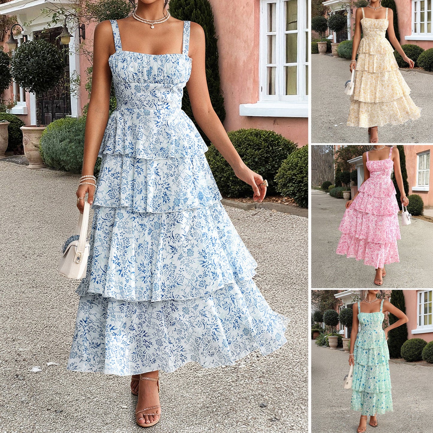 Floral Print Chiffon Maxi Dress for Women