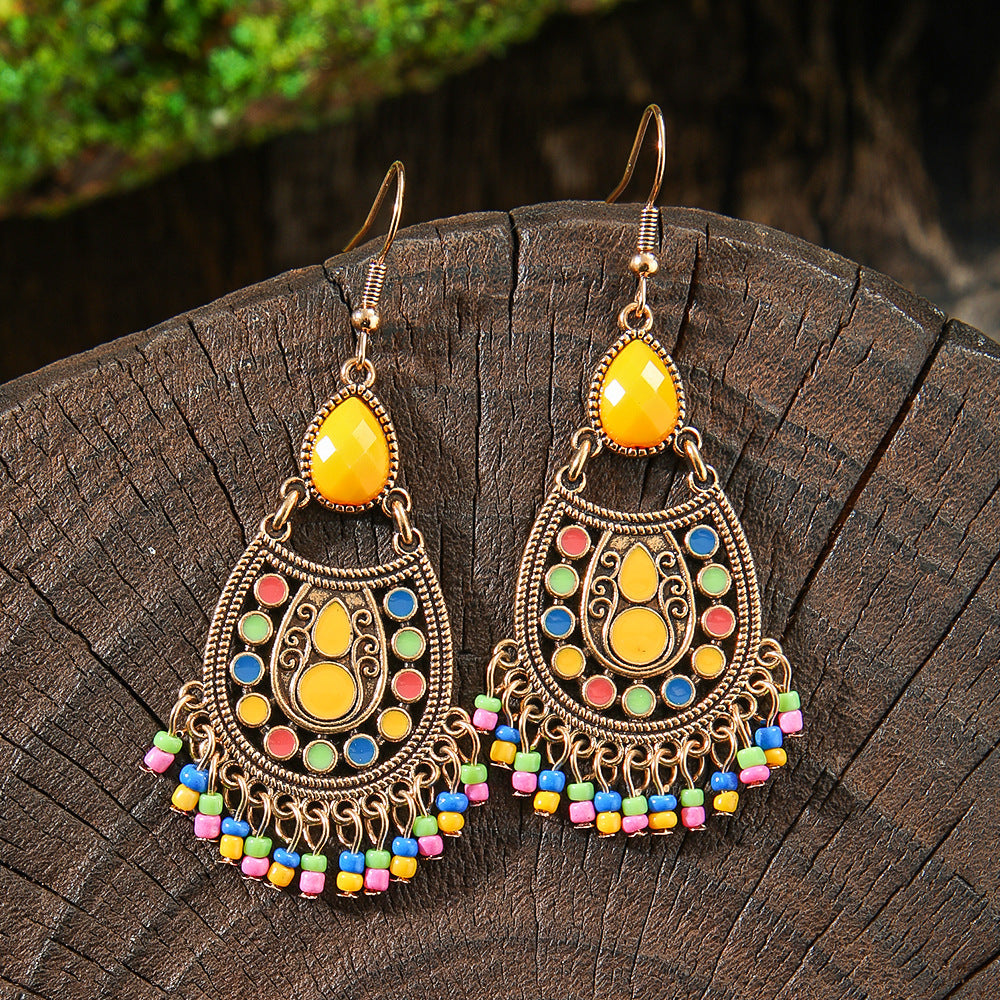 Trendy Ethnic Style Tassel Earrings Colorful Jewelry