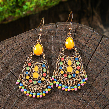 Trendy Ethnic Style Tassel Earrings Colorful Jewelry