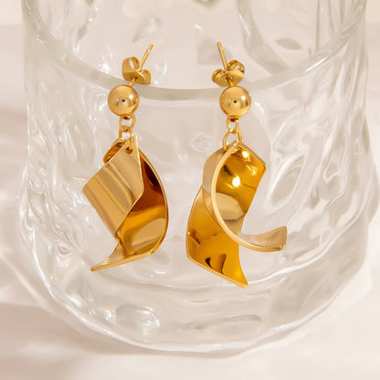 Geometric Stainless Steel Earrings with Embedded Crystal