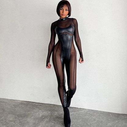 Stylish Black Long Sleeve Jumpsuit with Zipper Detail