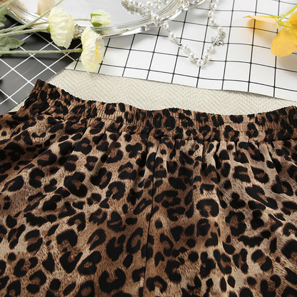 Leopard Print Lapel Sleepwear Sets