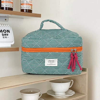 Classic Plaid Cosmetic Bag Minimalist Travel Pouch