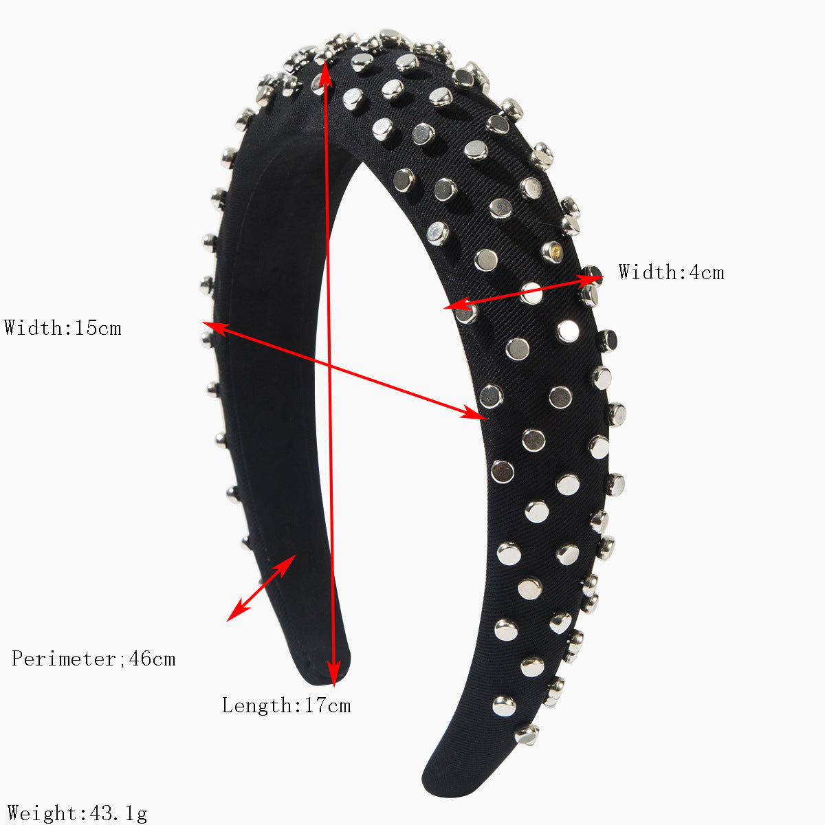 Trendy Oversized Headband with Studs Comfortable Hair Accessory