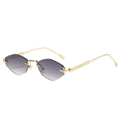 Metallic Frameless Polygon Sunglasses Stylish Unisex Sunglasses