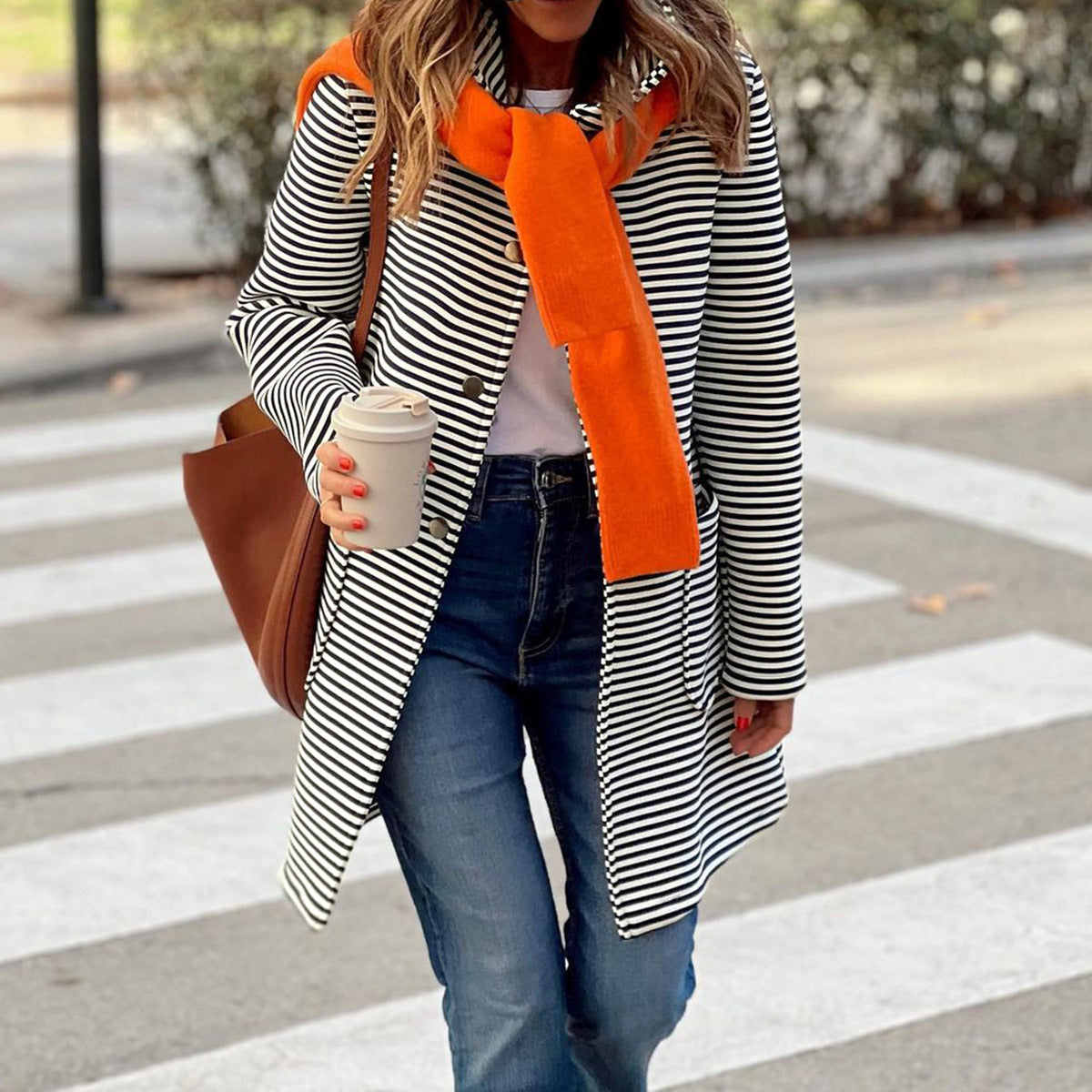 Striped Hooded Cardigan Sweater for Women