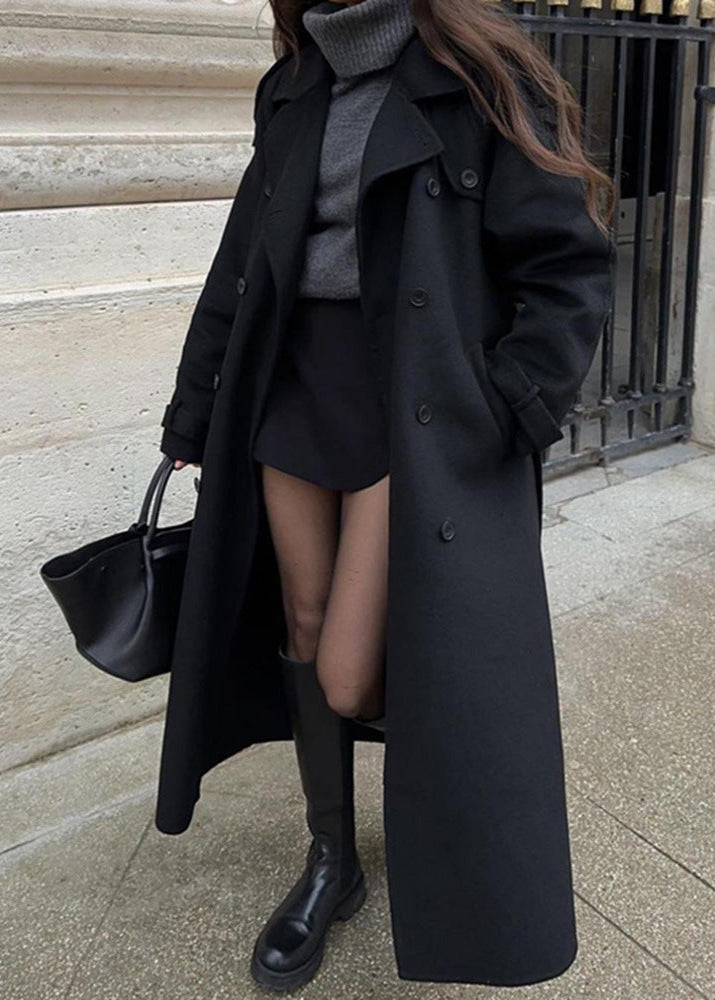 Classic Double Breasted Wool Overcoat With Tailored Fit